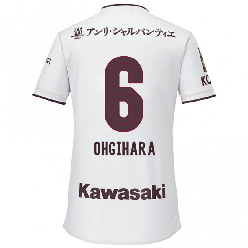 Kandiny Niño Camiseta Takahiro Ogihara #6 Blanco Rojo 2ª Equipación 2024/25 La Camisa Chile