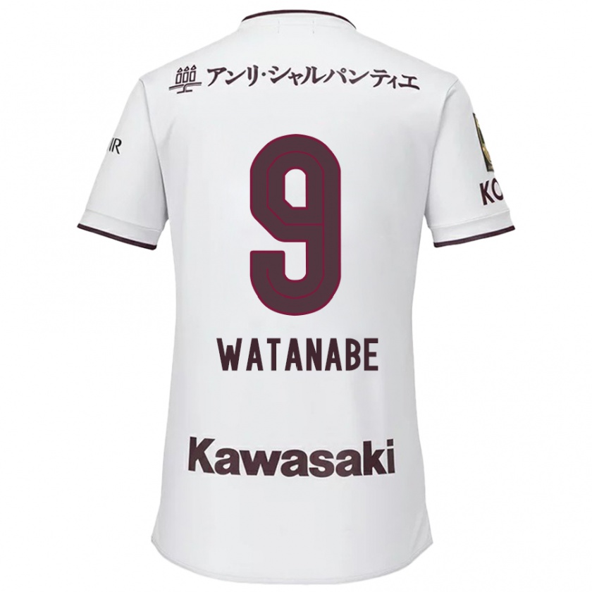 Kandiny Niño Camiseta Hayato Watanabe #9 Blanco Rojo 2ª Equipación 2024/25 La Camisa Chile