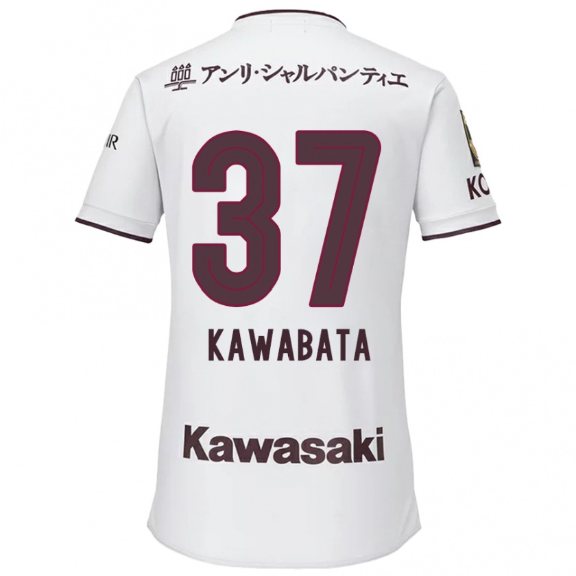 Kandiny Niño Camiseta Hyoei Kawabata #37 Blanco Rojo 2ª Equipación 2024/25 La Camisa Chile