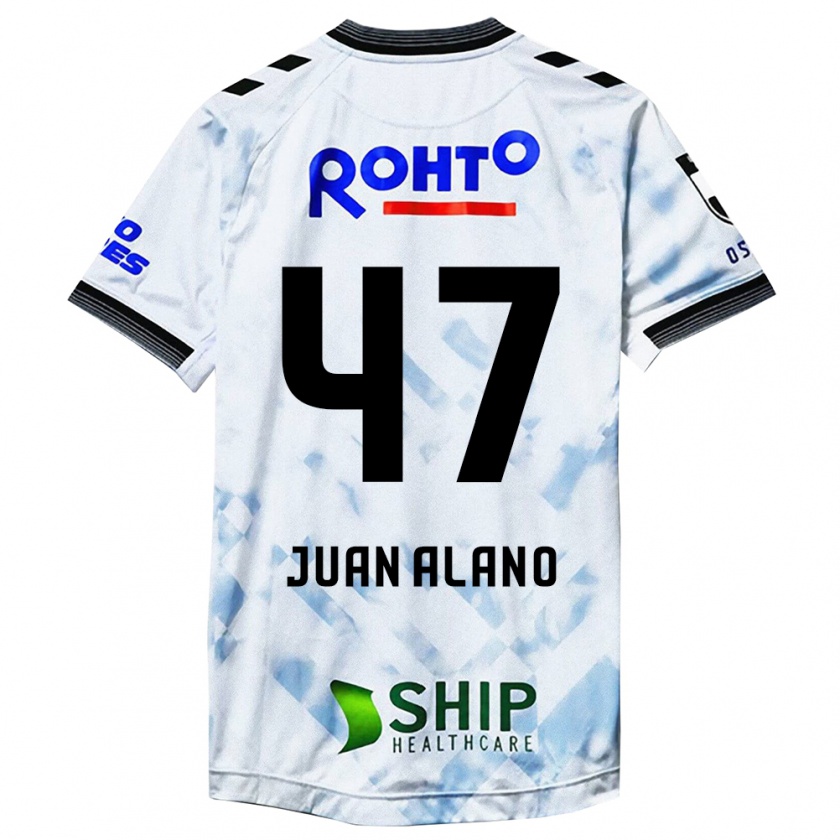 Kandiny Niño Camiseta Juan Alano #47 Blanco Negro 2ª Equipación 2024/25 La Camisa Chile