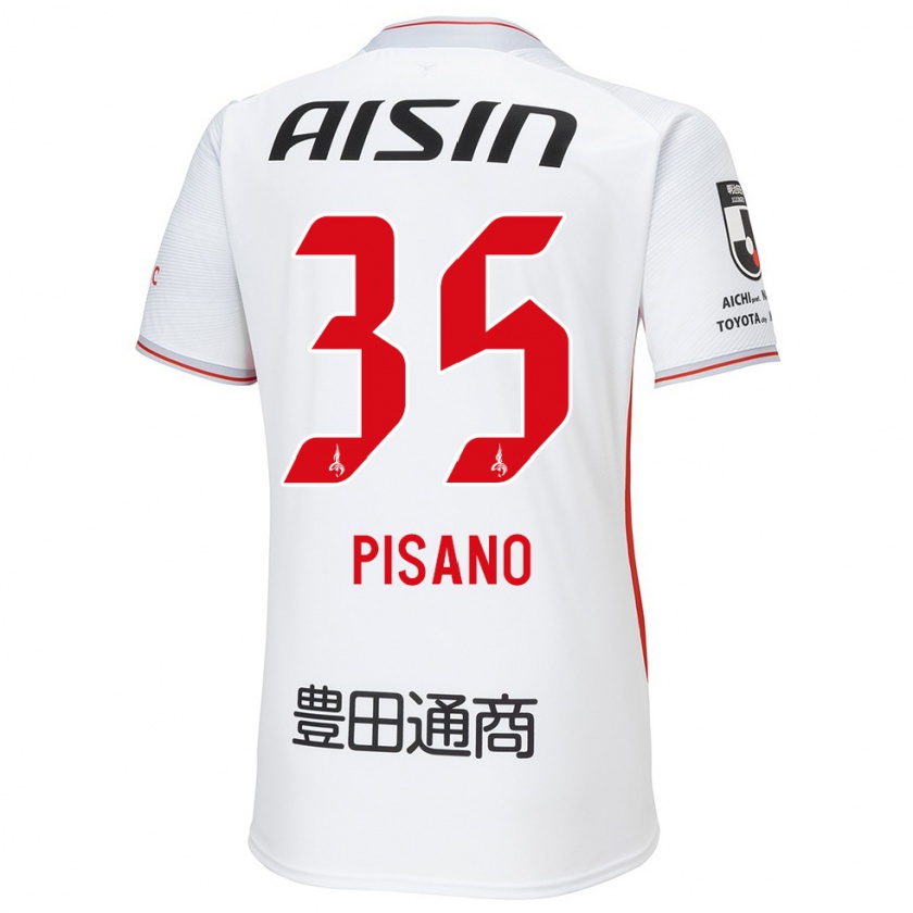 Kandiny Niño Camiseta Alexandre Pisano #35 Blanco Amarillo Rojo 2ª Equipación 2024/25 La Camisa Chile