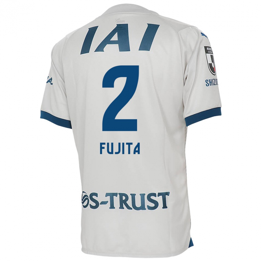 Kandiny Niño Camiseta Shunsuke Fujita #2 Blanco Azul 2ª Equipación 2024/25 La Camisa Chile