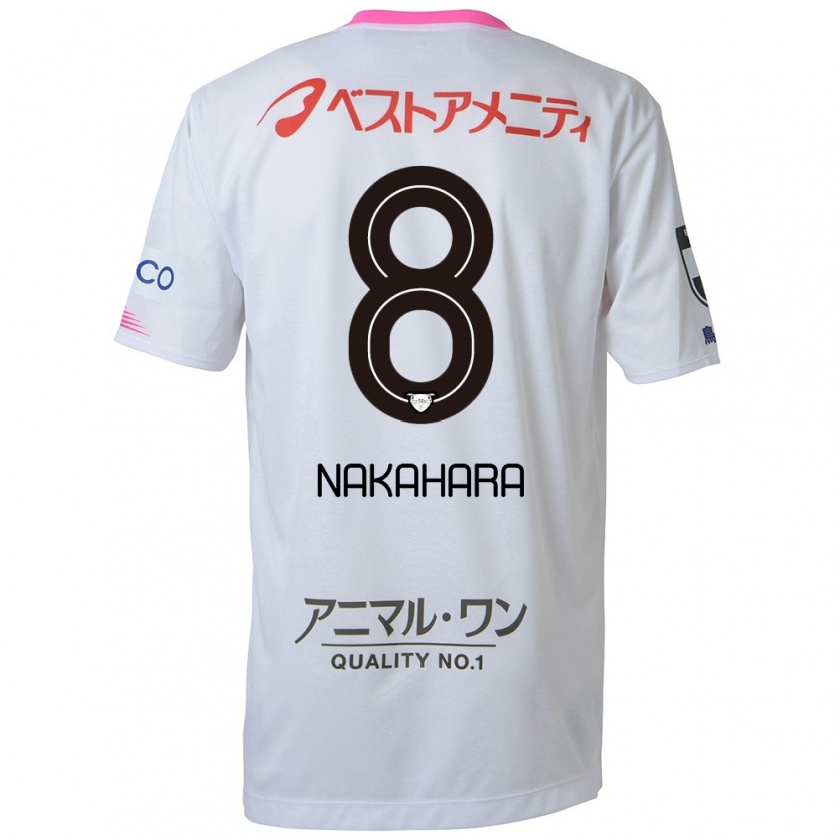 Kandiny Niño Camiseta Hikaru Nakahara #8 Blanco Azul Rosa 2ª Equipación 2024/25 La Camisa Chile