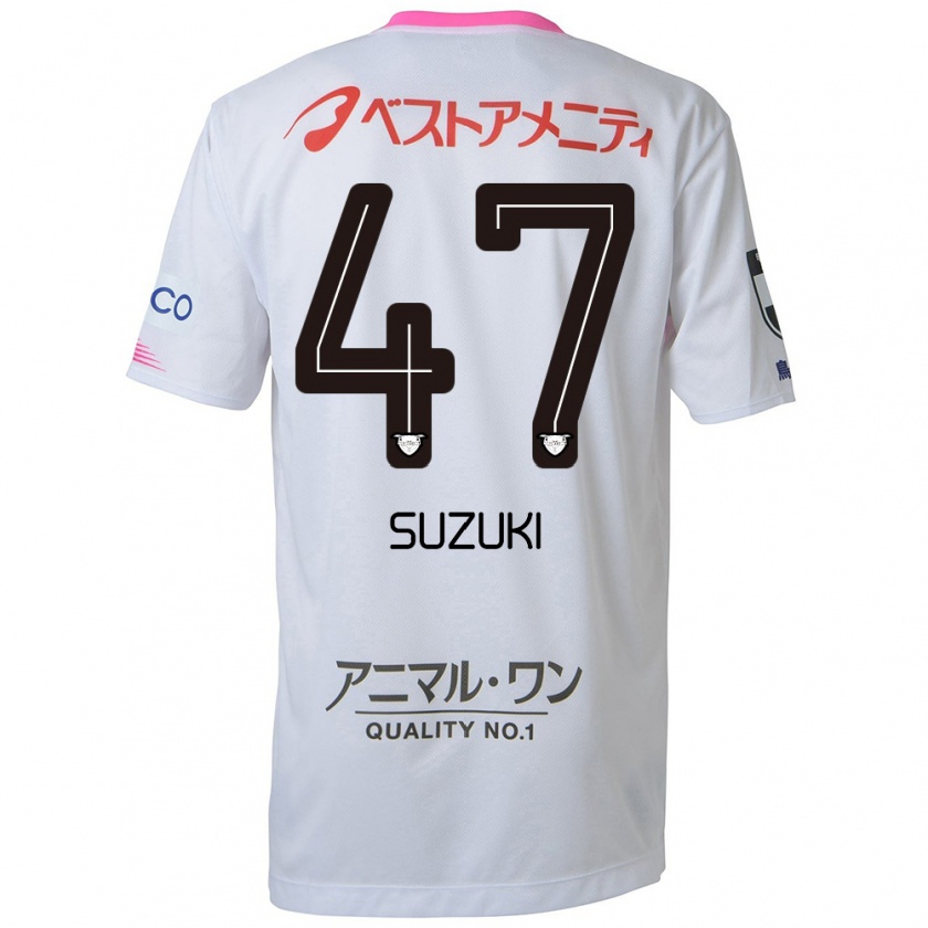 Kandiny Niño Camiseta Daichi Suzuki #47 Blanco Azul Rosa 2ª Equipación 2024/25 La Camisa Chile