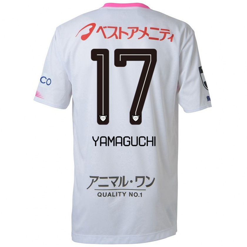 Kandiny Niño Camiseta Hikaru Yamaguchi #17 Blanco Azul Rosa 2ª Equipación 2024/25 La Camisa Chile