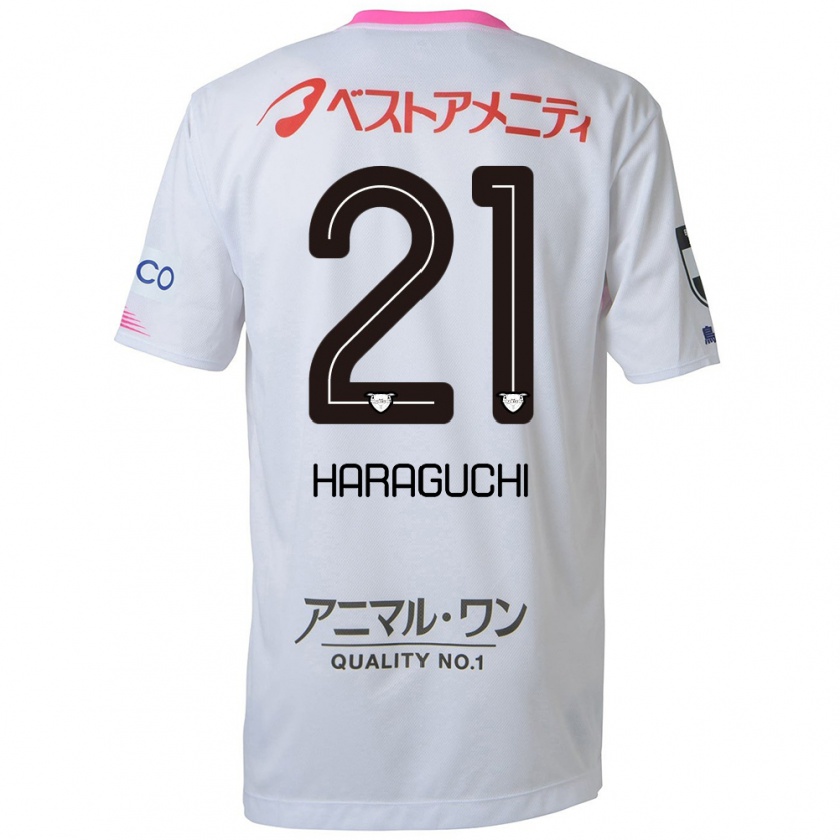 Kandiny Niño Camiseta Konosuke Haraguchi #21 Blanco Azul Rosa 2ª Equipación 2024/25 La Camisa Chile