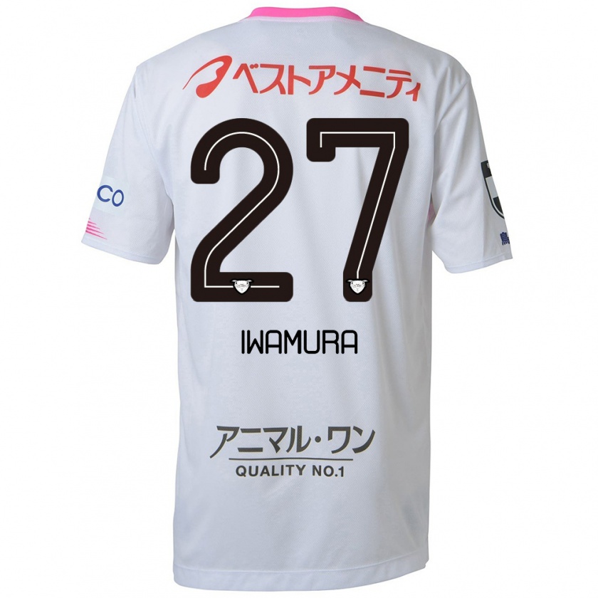 Kandiny Niño Camiseta Junnosuke Iwamura #27 Blanco Azul Rosa 2ª Equipación 2024/25 La Camisa Chile