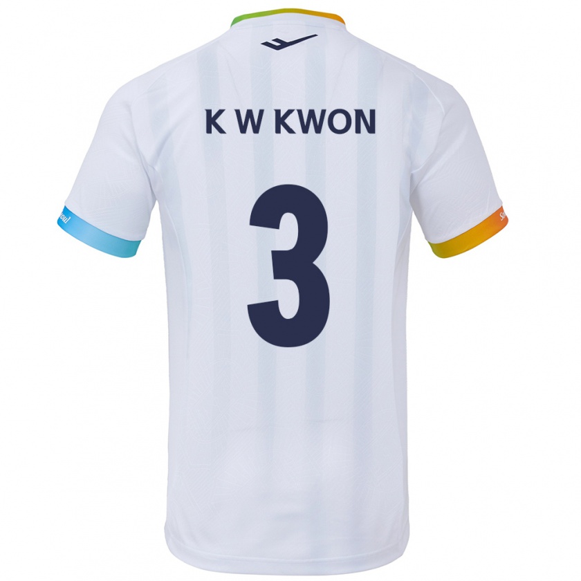 Kandiny Niño Camiseta Wan-Kyu Kwon #3 Blanco Azul 2ª Equipación 2024/25 La Camisa Chile