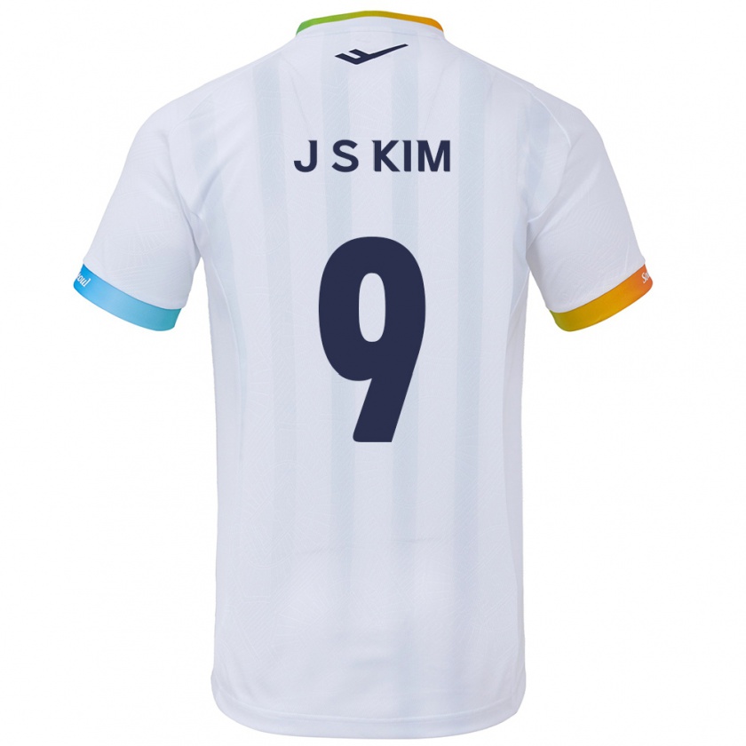 Kandiny Niño Camiseta Shin-Jin Kim #9 Blanco Azul 2ª Equipación 2024/25 La Camisa Chile