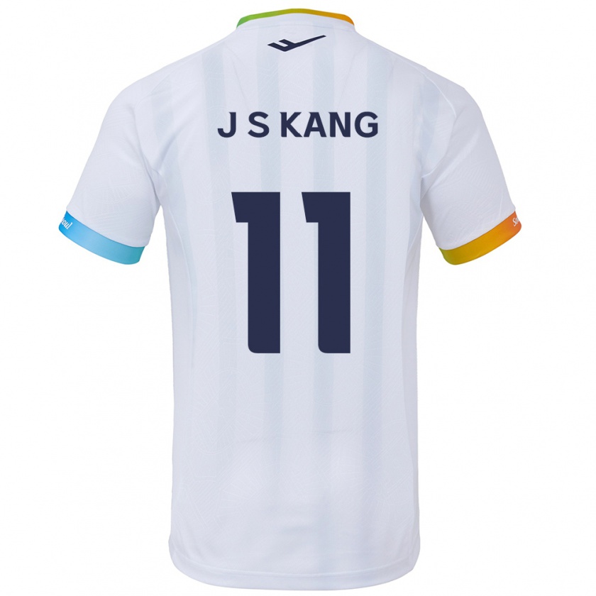 Kandiny Niño Camiseta Seong-Jin Kang #11 Blanco Azul 2ª Equipación 2024/25 La Camisa Chile