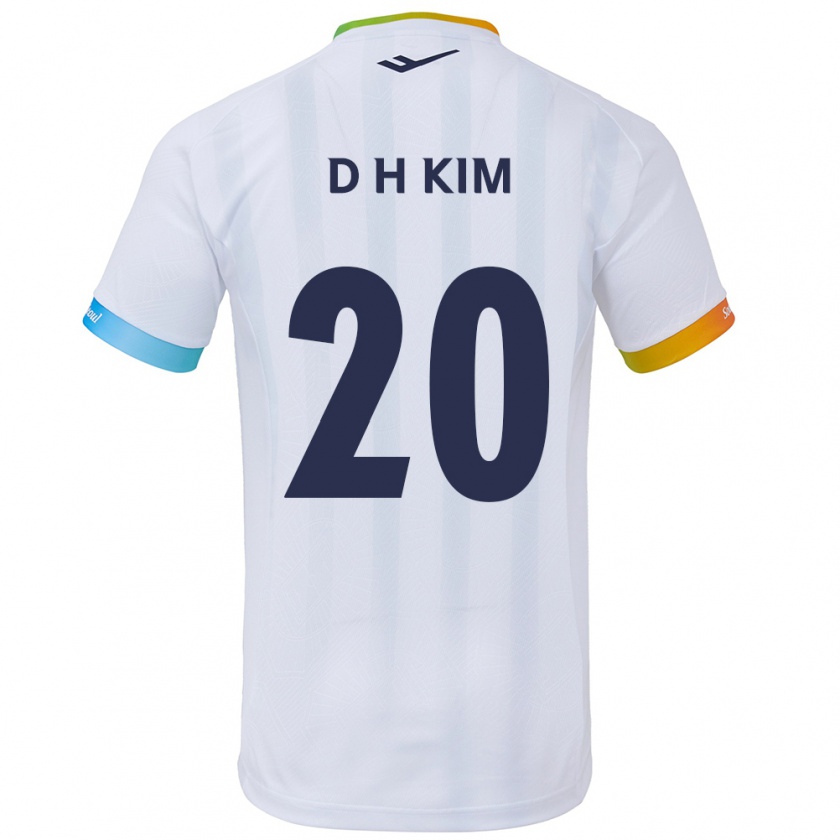 Kandiny Niño Camiseta Hyeon-Deok Kim #20 Blanco Azul 2ª Equipación 2024/25 La Camisa Chile