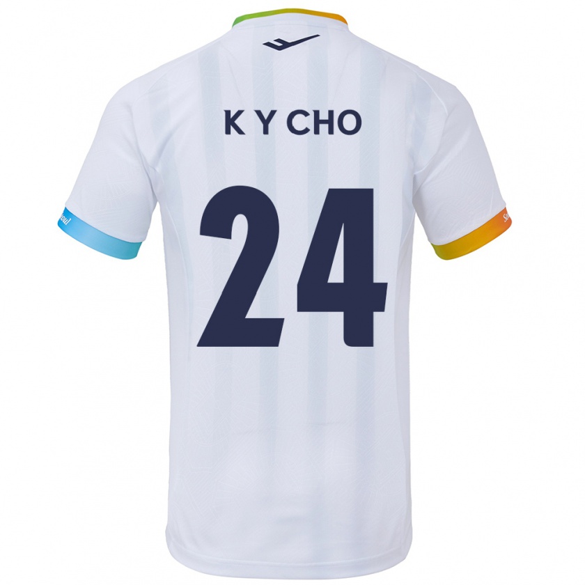 Kandiny Niño Camiseta Young-Kwang Cho #24 Blanco Azul 2ª Equipación 2024/25 La Camisa Chile