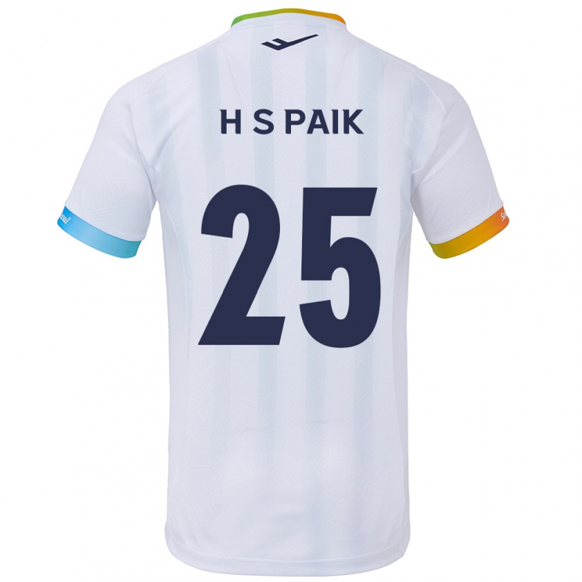 Kandiny Niño Camiseta Sang-Hoon Paik #25 Blanco Azul 2ª Equipación 2024/25 La Camisa Chile