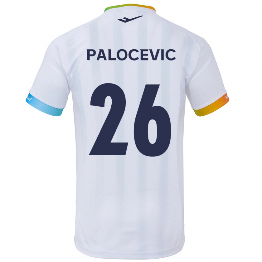 Kandiny Niño Camiseta Aleksandar Palocevic #26 Blanco Azul 2ª Equipación 2024/25 La Camisa Chile