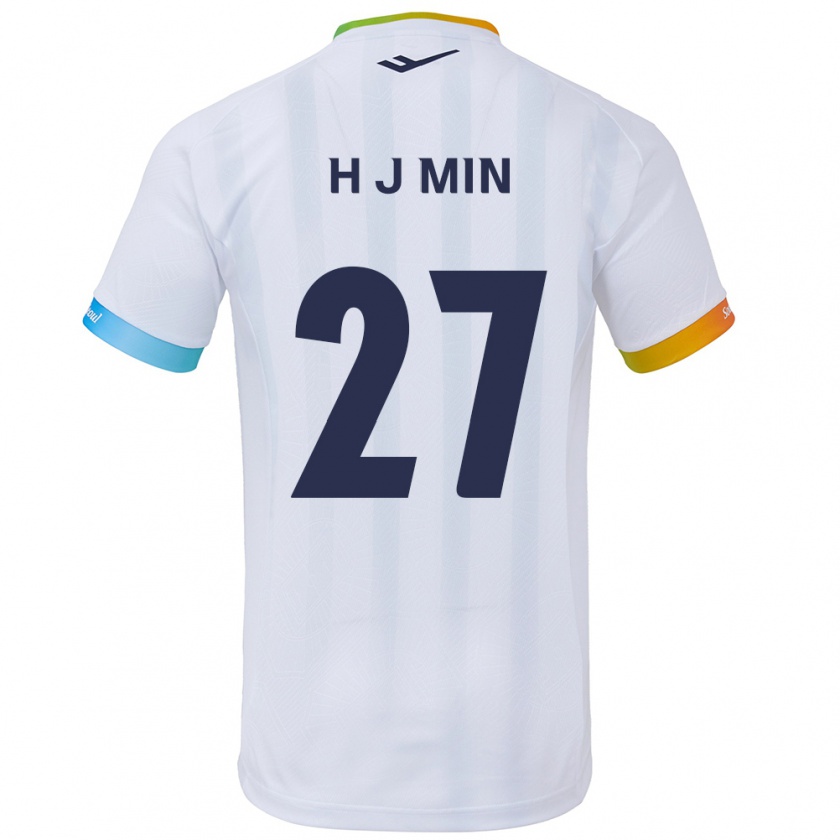 Kandiny Niño Camiseta Ji-Hoon Min #27 Blanco Azul 2ª Equipación 2024/25 La Camisa Chile