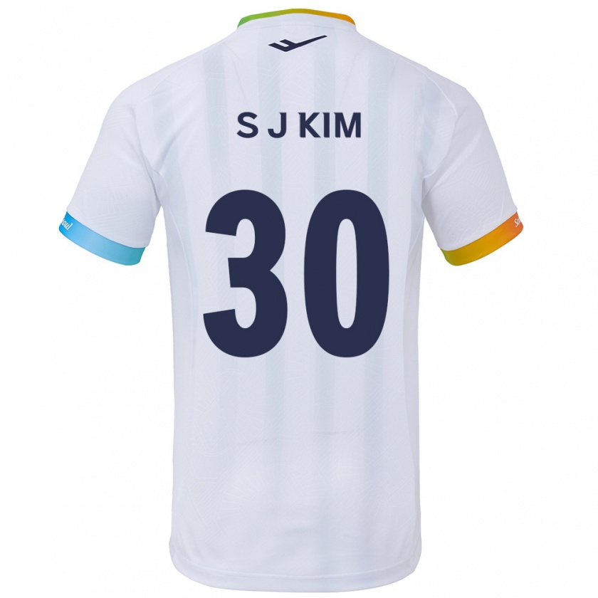 Kandiny Niño Camiseta Ju-Sung Kim #30 Blanco Azul 2ª Equipación 2024/25 La Camisa Chile