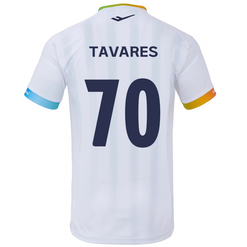 Kandiny Niño Camiseta Ronaldo Tavares #70 Blanco Azul 2ª Equipación 2024/25 La Camisa Chile