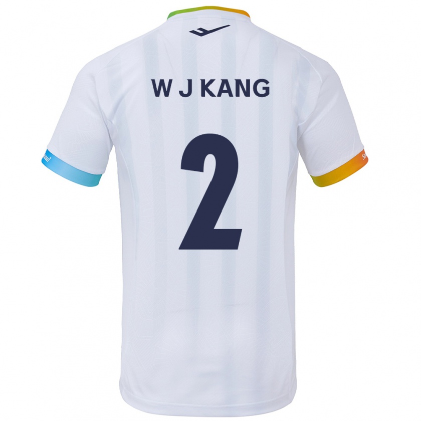 Kandiny Niño Camiseta Jae-Won Kang #2 Blanco Azul 2ª Equipación 2024/25 La Camisa Chile