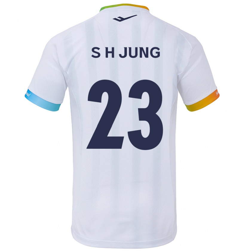 Kandiny Niño Camiseta Hyeon-Soo Jung #23 Blanco Azul 2ª Equipación 2024/25 La Camisa Chile