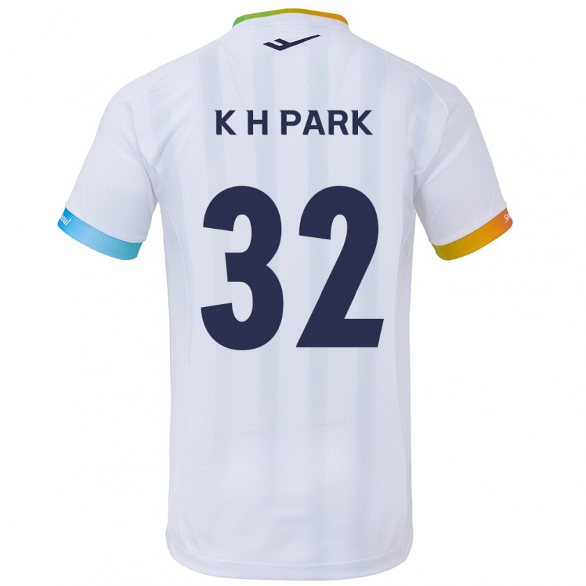 Kandiny Niño Camiseta Han-Kyul Park #32 Blanco Azul 2ª Equipación 2024/25 La Camisa Chile