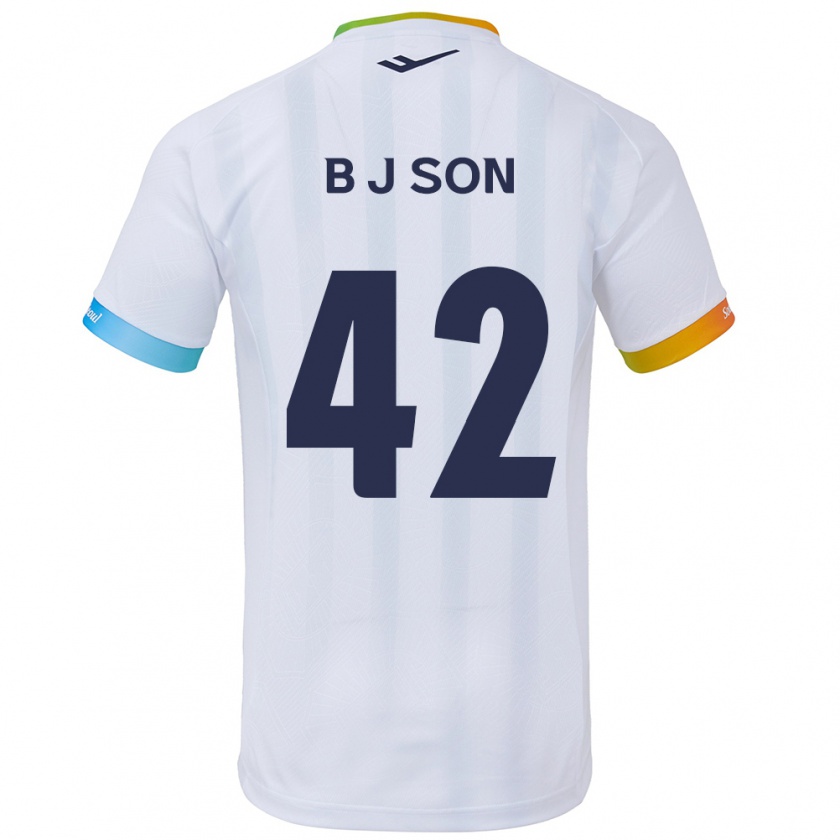 Kandiny Niño Camiseta Jeong-Beom Son #42 Blanco Azul 2ª Equipación 2024/25 La Camisa Chile