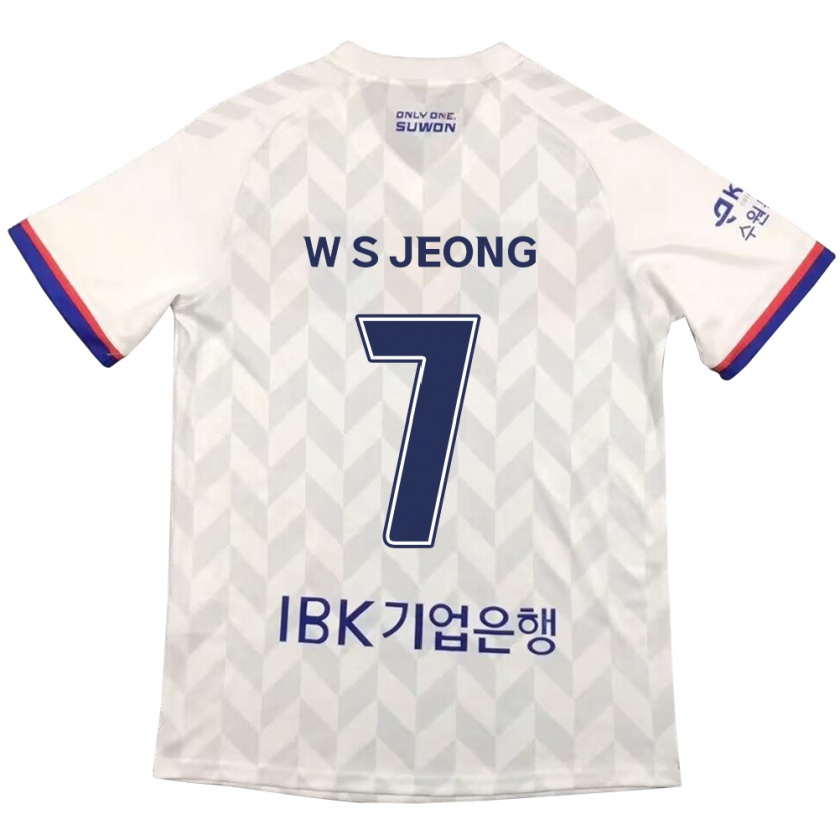 Kandiny Niño Camiseta Seung-Won Jeong #7 Blanco Azul 2ª Equipación 2024/25 La Camisa Chile