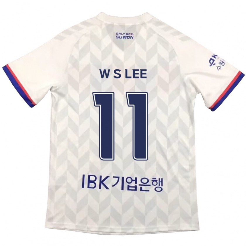 Kandiny Niño Camiseta Seung-Woo Lee #11 Blanco Azul 2ª Equipación 2024/25 La Camisa Chile