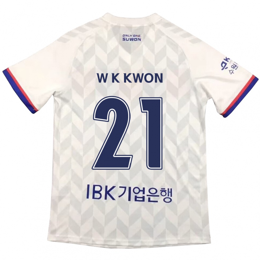 Kandiny Niño Camiseta Kyung-Won Kwon #21 Blanco Azul 2ª Equipación 2024/25 La Camisa Chile