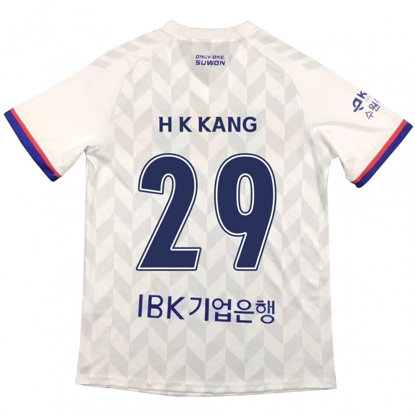 Kandiny Niño Camiseta Kyo-Hun Kang #29 Blanco Azul 2ª Equipación 2024/25 La Camisa Chile