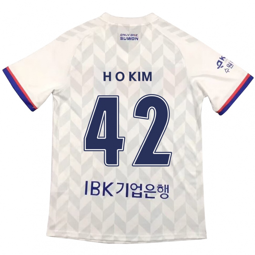 Kandiny Niño Camiseta One-Hyung Kim #42 Blanco Azul 2ª Equipación 2024/25 La Camisa Chile