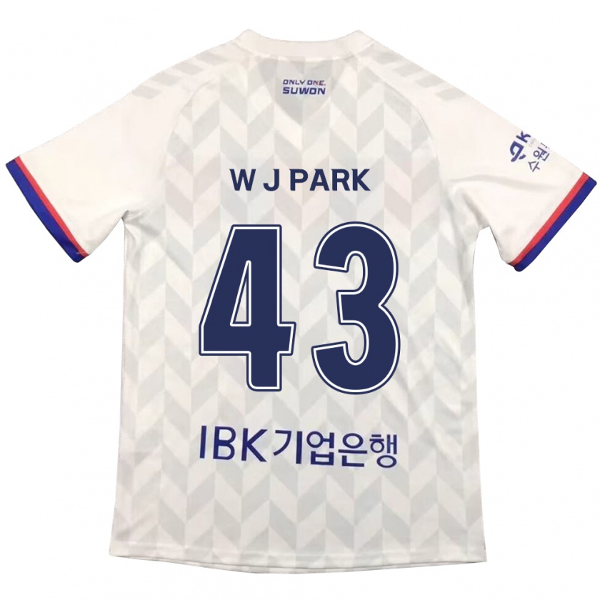 Kandiny Niño Camiseta Jin-Woo Park #43 Blanco Azul 2ª Equipación 2024/25 La Camisa Chile