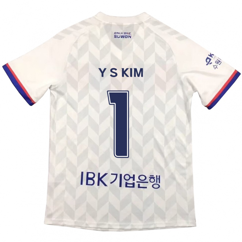 Kandiny Niño Camiseta Seong-Yoon Kim #1 Blanco Azul 2ª Equipación 2024/25 La Camisa Chile