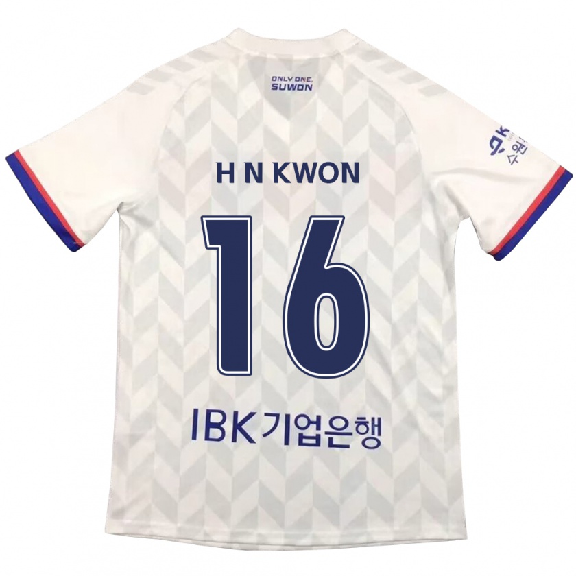 Kandiny Niño Camiseta Nam-Hoon Kwon #16 Blanco Azul 2ª Equipación 2024/25 La Camisa Chile