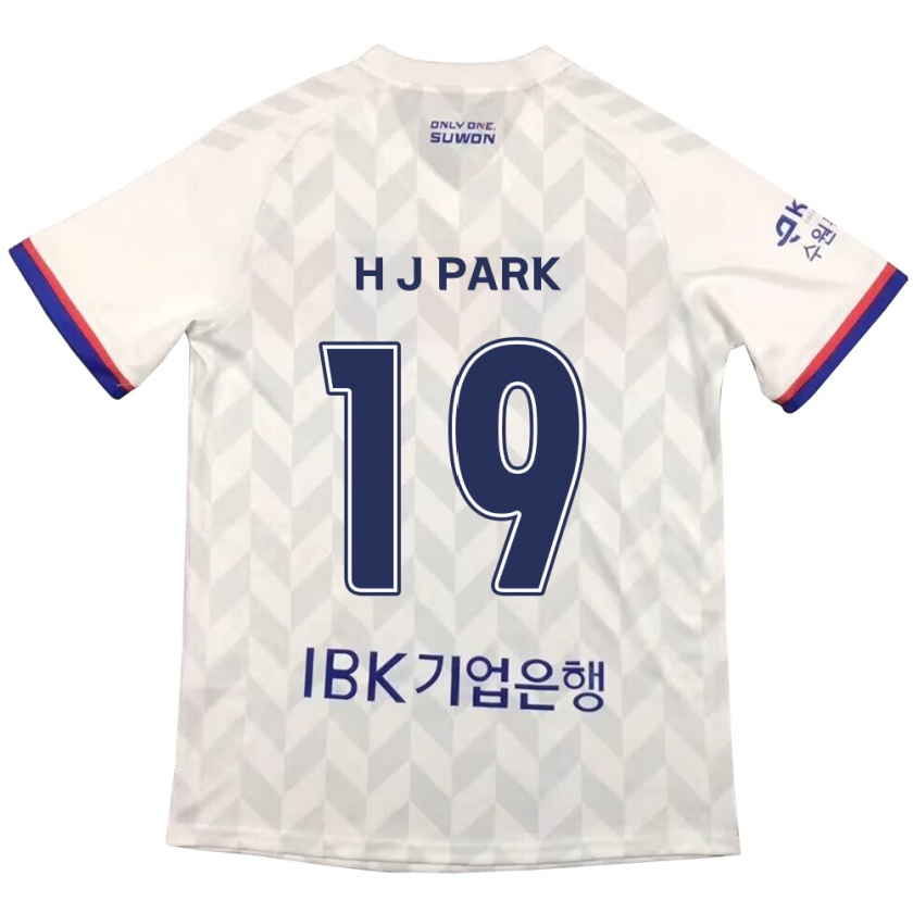 Kandiny Niño Camiseta Jun-Hui Park #19 Blanco Azul 2ª Equipación 2024/25 La Camisa Chile