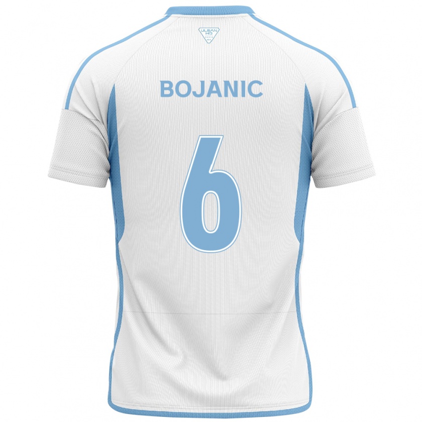 Kandiny Niño Camiseta Darijan Bojanic #6 Blanco Azul 2ª Equipación 2024/25 La Camisa Chile