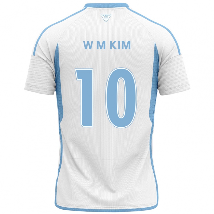 Kandiny Niño Camiseta Min-Woo Kim #10 Blanco Azul 2ª Equipación 2024/25 La Camisa Chile