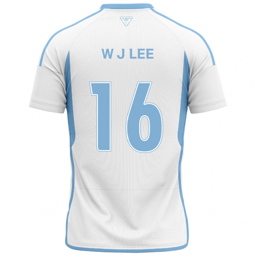 Kandiny Niño Camiseta Jae-Wook Lee #16 Blanco Azul 2ª Equipación 2024/25 La Camisa Chile