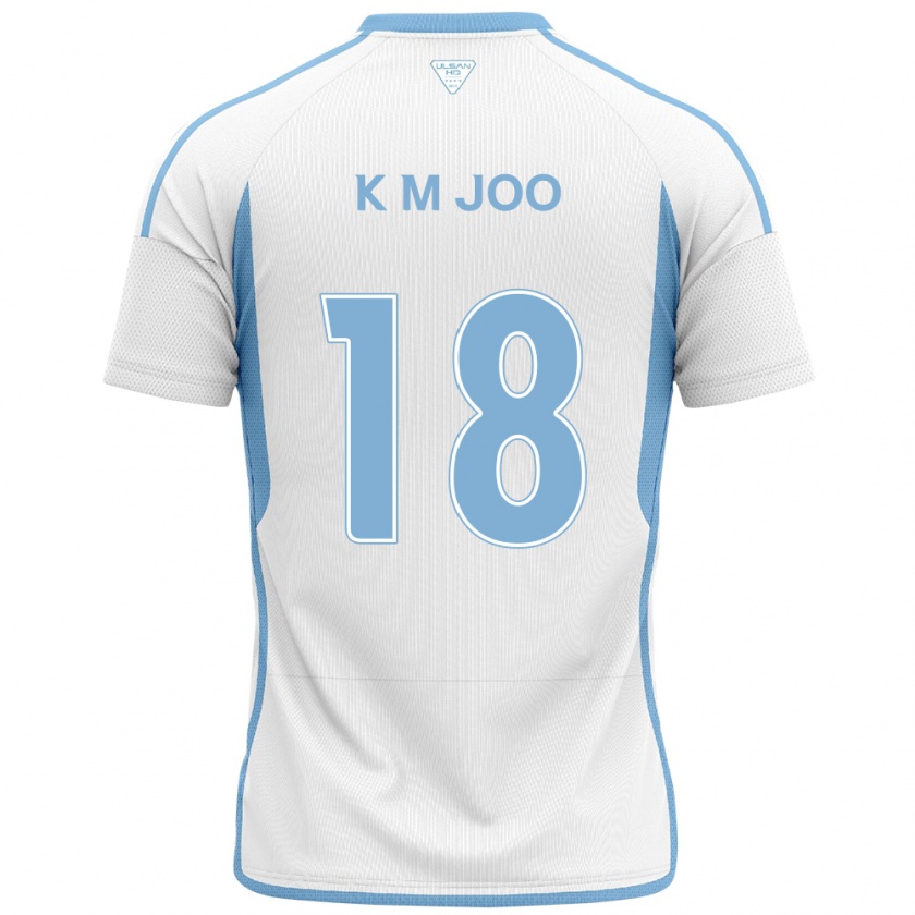 Kandiny Niño Camiseta Min-Kyu Joo #18 Blanco Azul 2ª Equipación 2024/25 La Camisa Chile