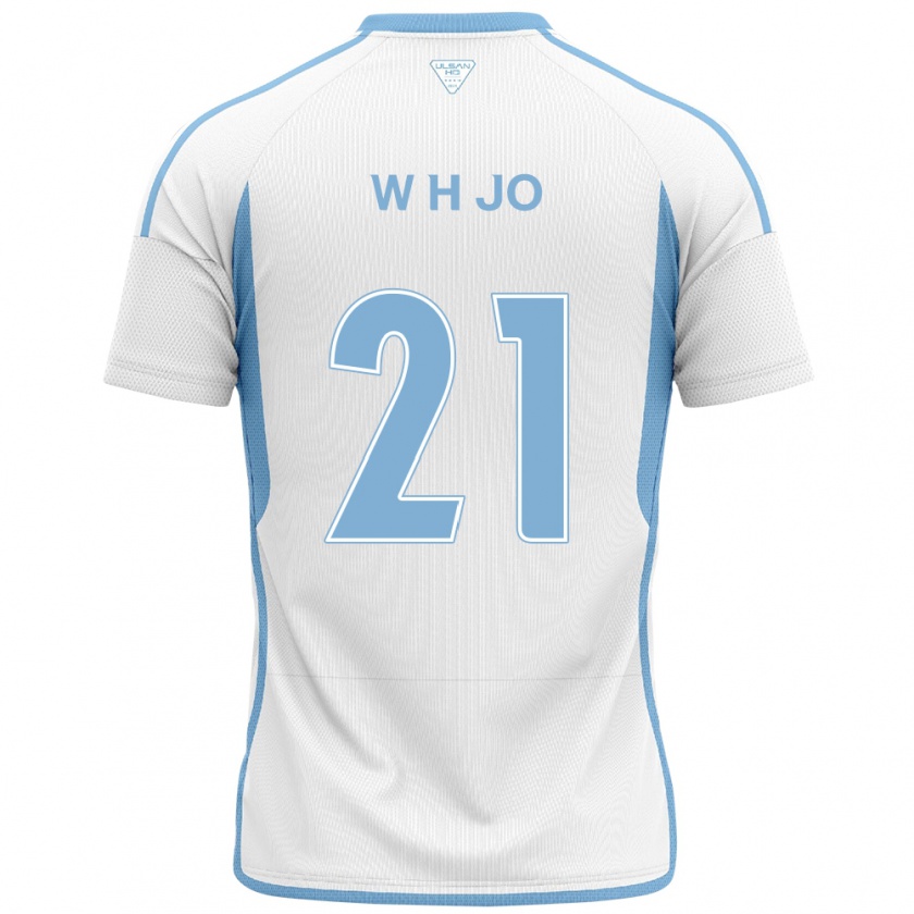 Kandiny Niño Camiseta Hyeon-Woo Jo #21 Blanco Azul 2ª Equipación 2024/25 La Camisa Chile