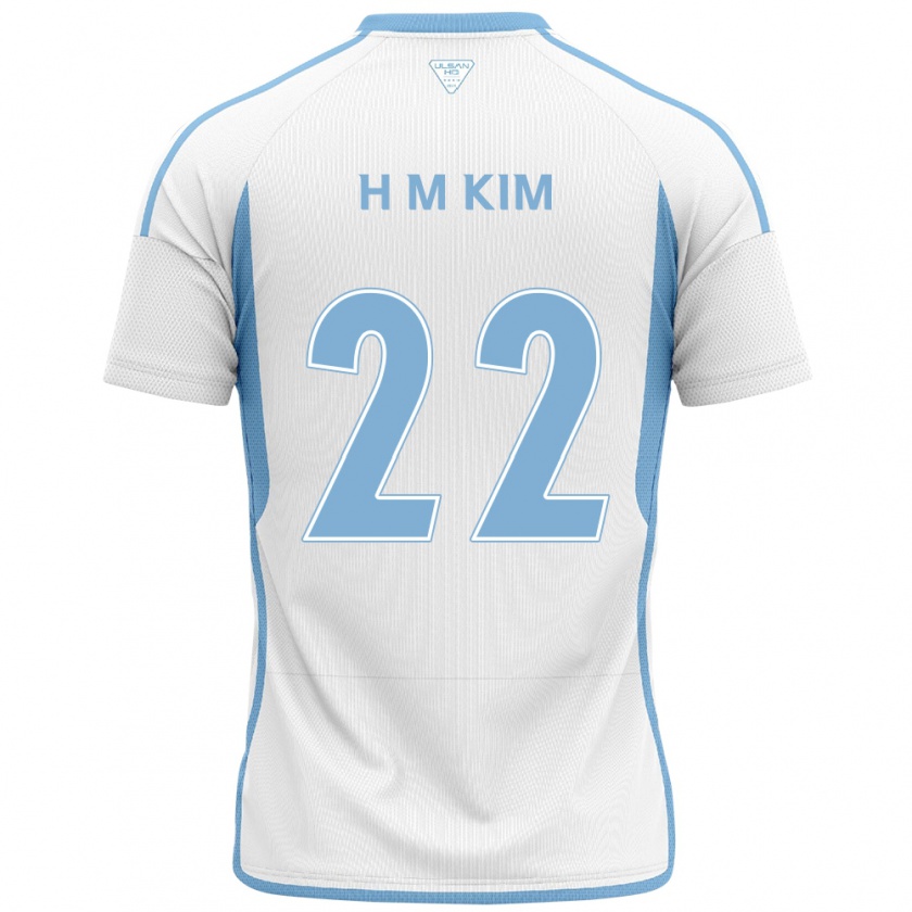 Kandiny Niño Camiseta Min-Hyuk Kim #22 Blanco Azul 2ª Equipación 2024/25 La Camisa Chile