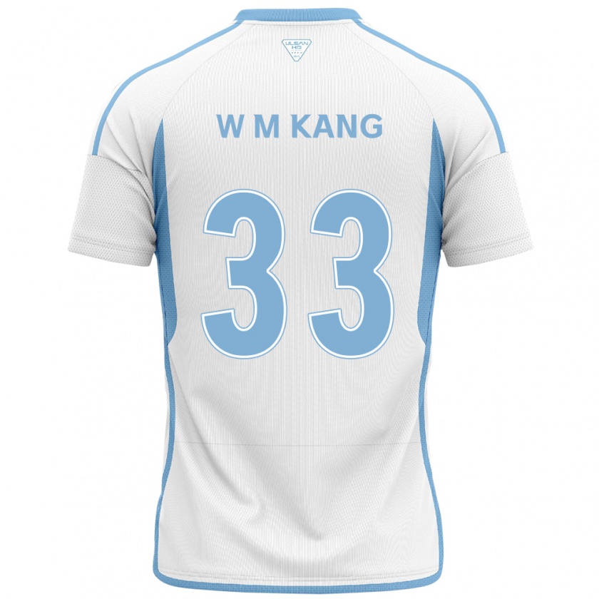 Kandiny Niño Camiseta Min-Woo Kang #33 Blanco Azul 2ª Equipación 2024/25 La Camisa Chile