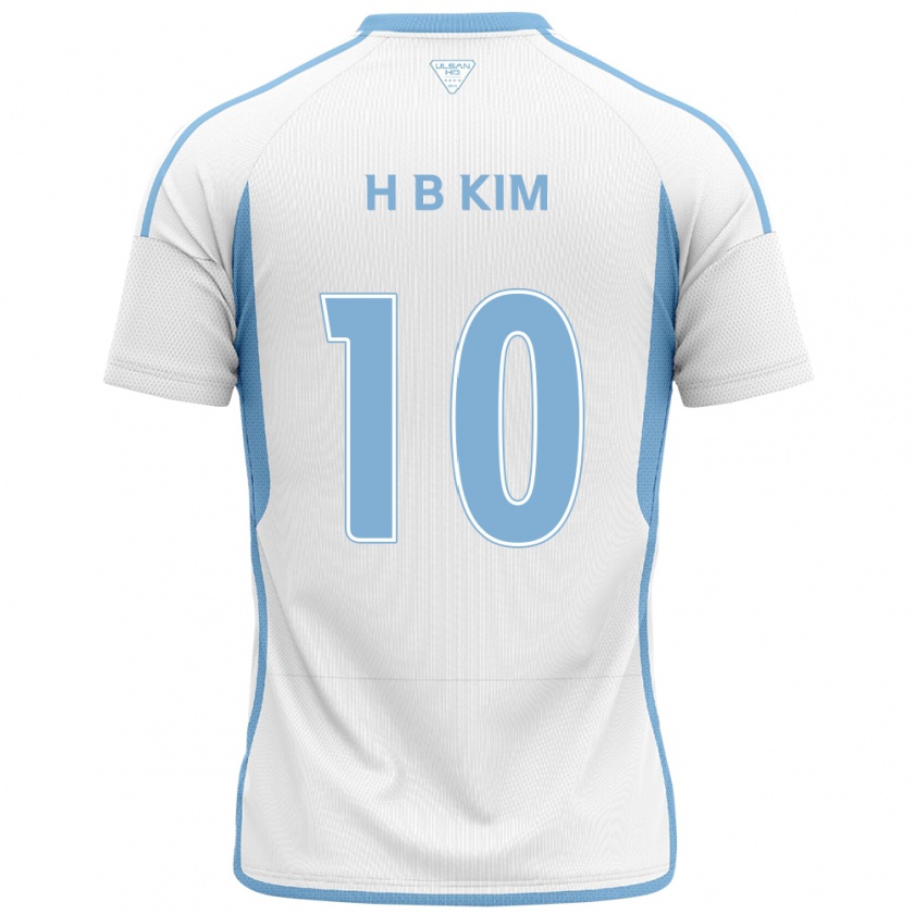 Kandiny Niño Camiseta Beom-Hwan Kim #10 Blanco Azul 2ª Equipación 2024/25 La Camisa Chile