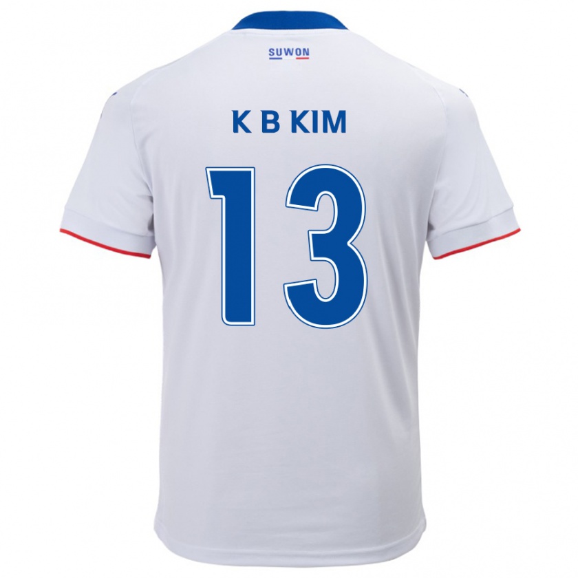 Kandiny Niño Camiseta Bo-Kyung Kim #13 Blanco Azul 2ª Equipación 2024/25 La Camisa Chile