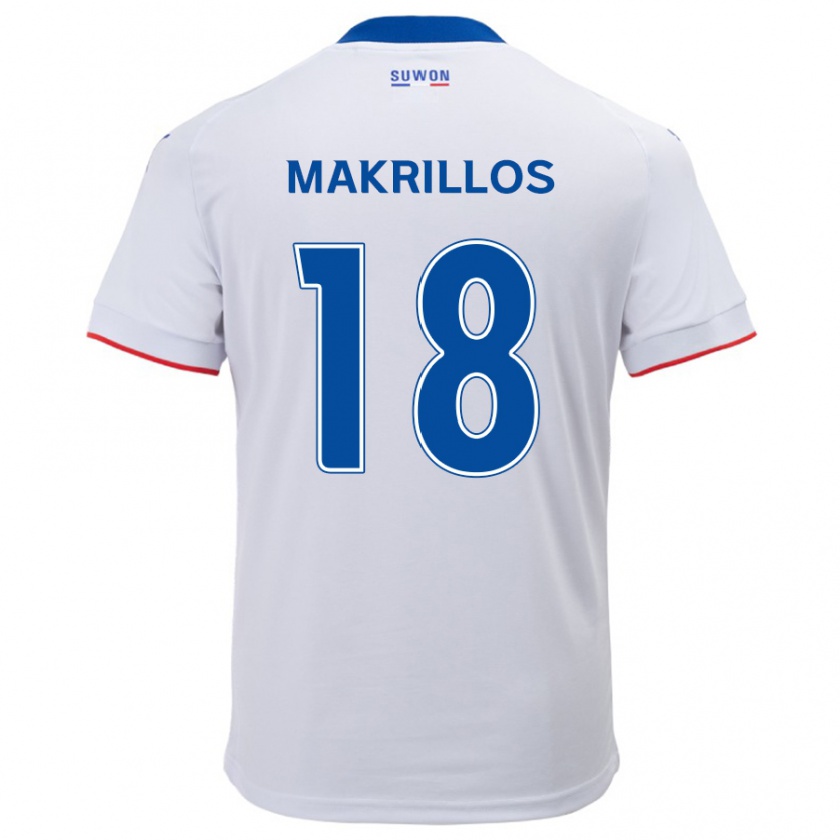 Kandiny Niño Camiseta Peter Makrillos #18 Blanco Azul 2ª Equipación 2024/25 La Camisa Chile