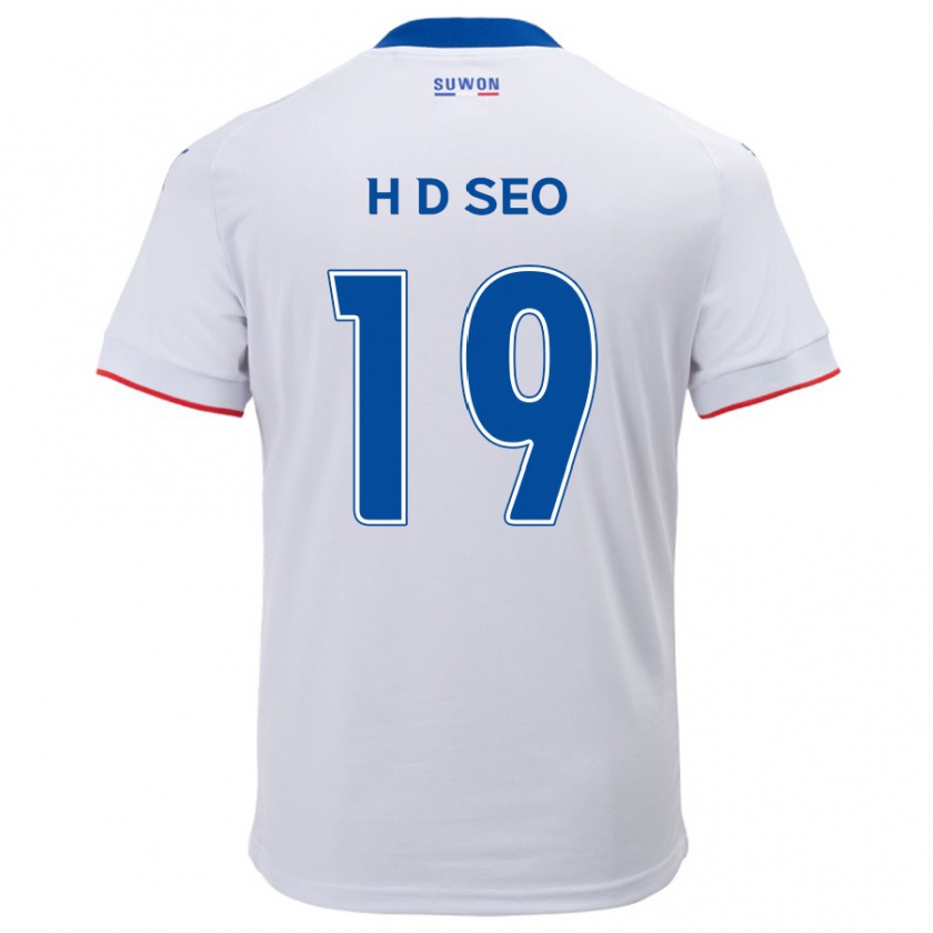 Kandiny Niño Camiseta Dong-Han Seo #19 Blanco Azul 2ª Equipación 2024/25 La Camisa Chile