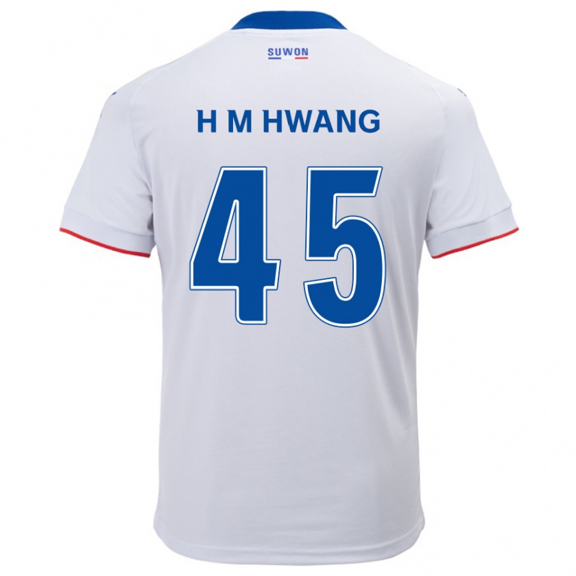 Kandiny Niño Camiseta Myung-Hyun Hwang #45 Blanco Azul 2ª Equipación 2024/25 La Camisa Chile