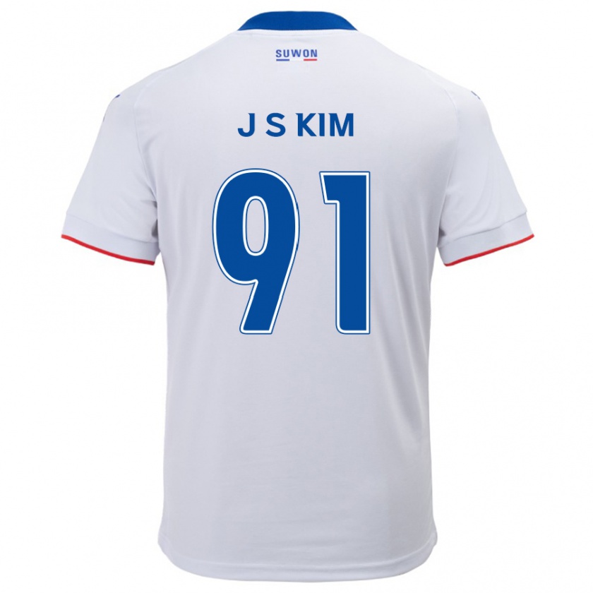 Kandiny Niño Camiseta Seong-Ju Kim #91 Blanco Azul 2ª Equipación 2024/25 La Camisa Chile