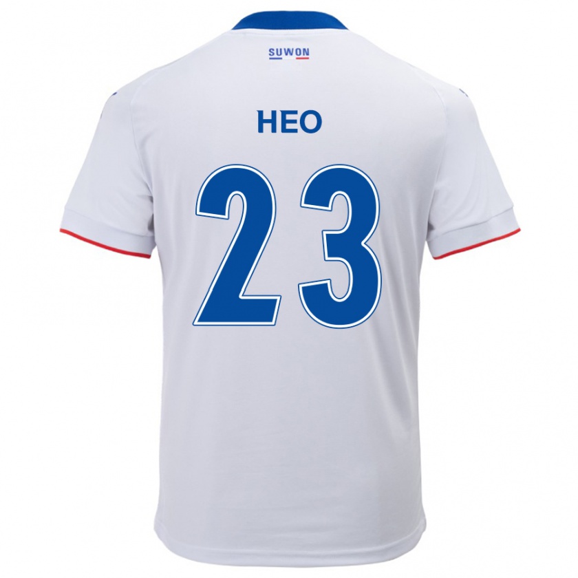 Kandiny Niño Camiseta Hwan Heo #23 Blanco Azul 2ª Equipación 2024/25 La Camisa Chile