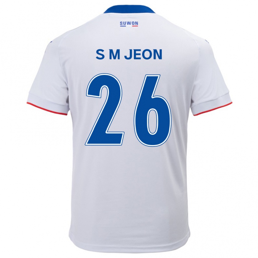 Kandiny Niño Camiseta Min-Seung Jeon #26 Blanco Azul 2ª Equipación 2024/25 La Camisa Chile