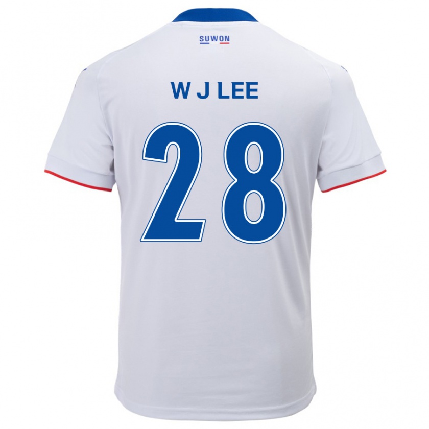 Kandiny Niño Camiseta Jun-Woo Lee #28 Blanco Azul 2ª Equipación 2024/25 La Camisa Chile